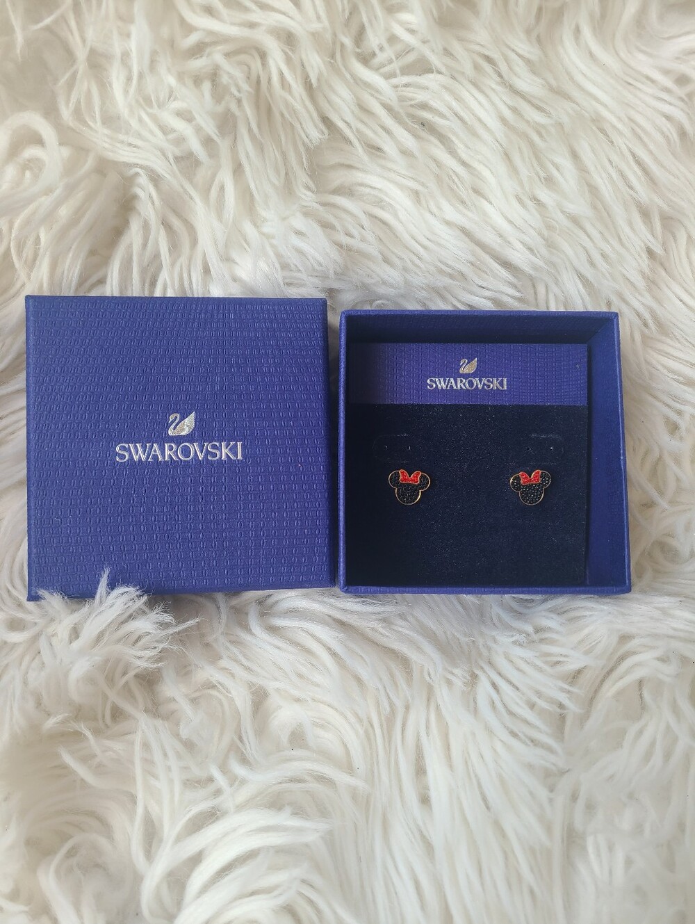 Swarovski Disney Minnie Mouse Rose Gold-Plated Earrings- Like New